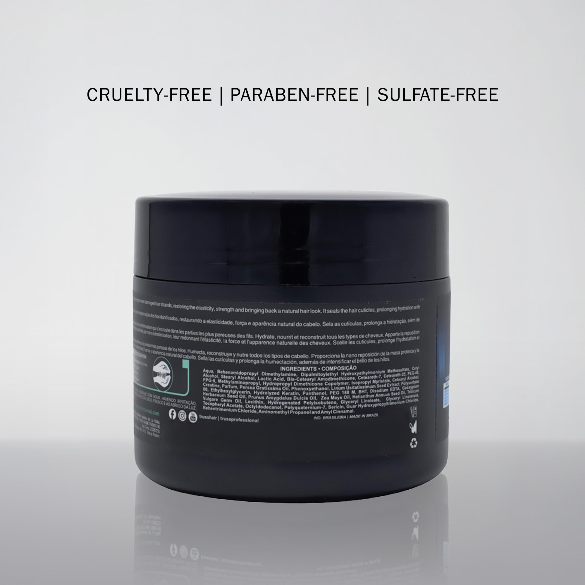 TRUSS Net Deep Conditioning Hair Mask ingredient panel featuring keratin and panthenol