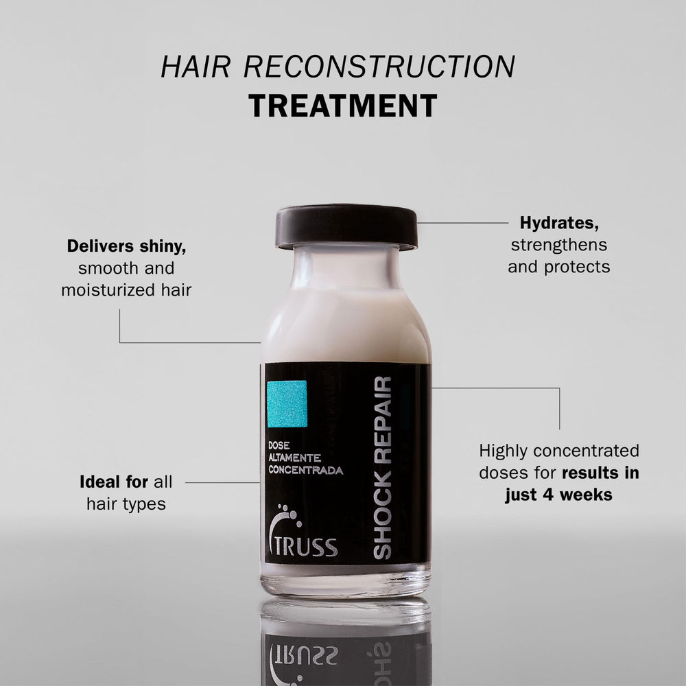 TRUSS ampoules pack with four single-use doses for weekly reconstructing treatment