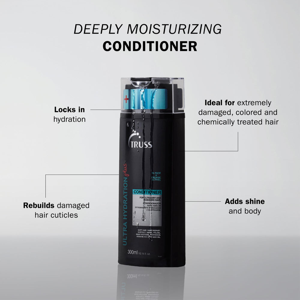 TRUSS Ultra Hydration Plus applying to damp hair to lock in moisture