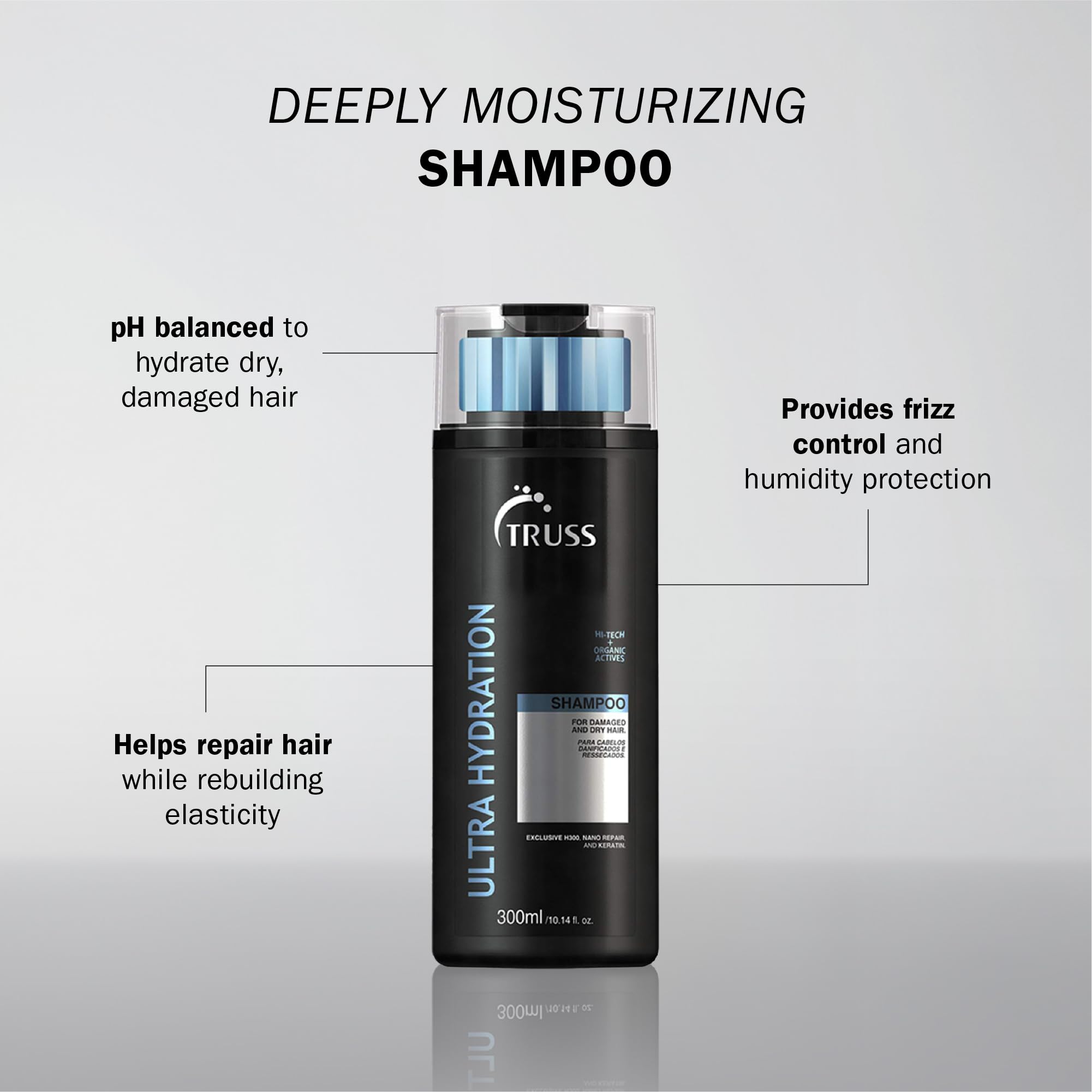 TRUSS Ultra Hydration Shampoo foam demonstrates rich, gentle cleansing