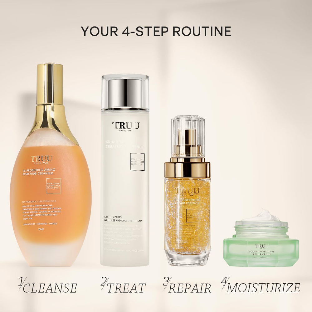TRUU Pro Perfection skin glow hints at a firmer, more radiant complexion.