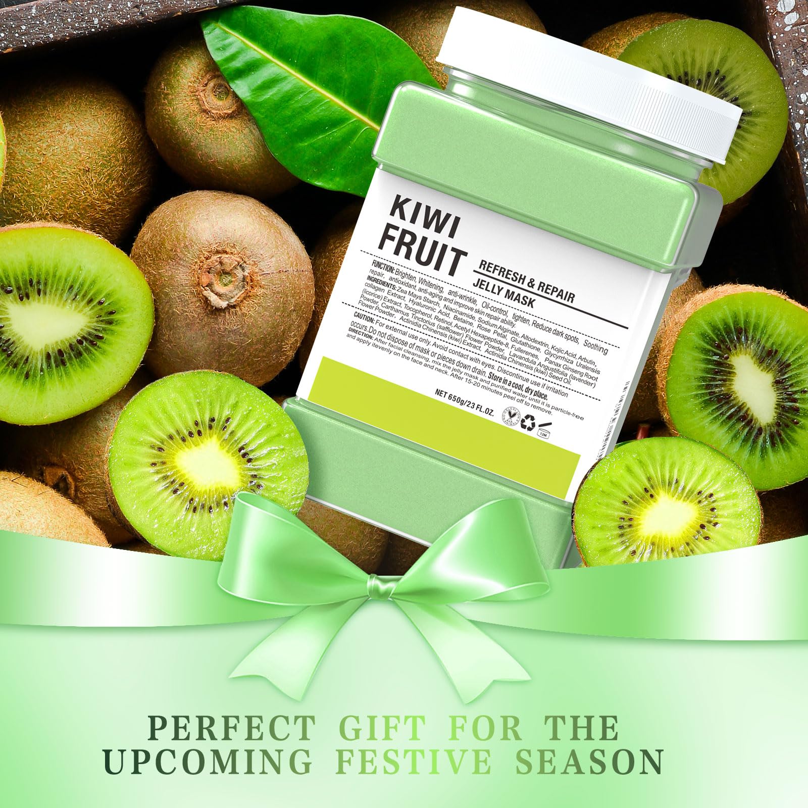 Mixing Truvenum Kiwi Jelly Mask Powder with water at a 4:3 ratio