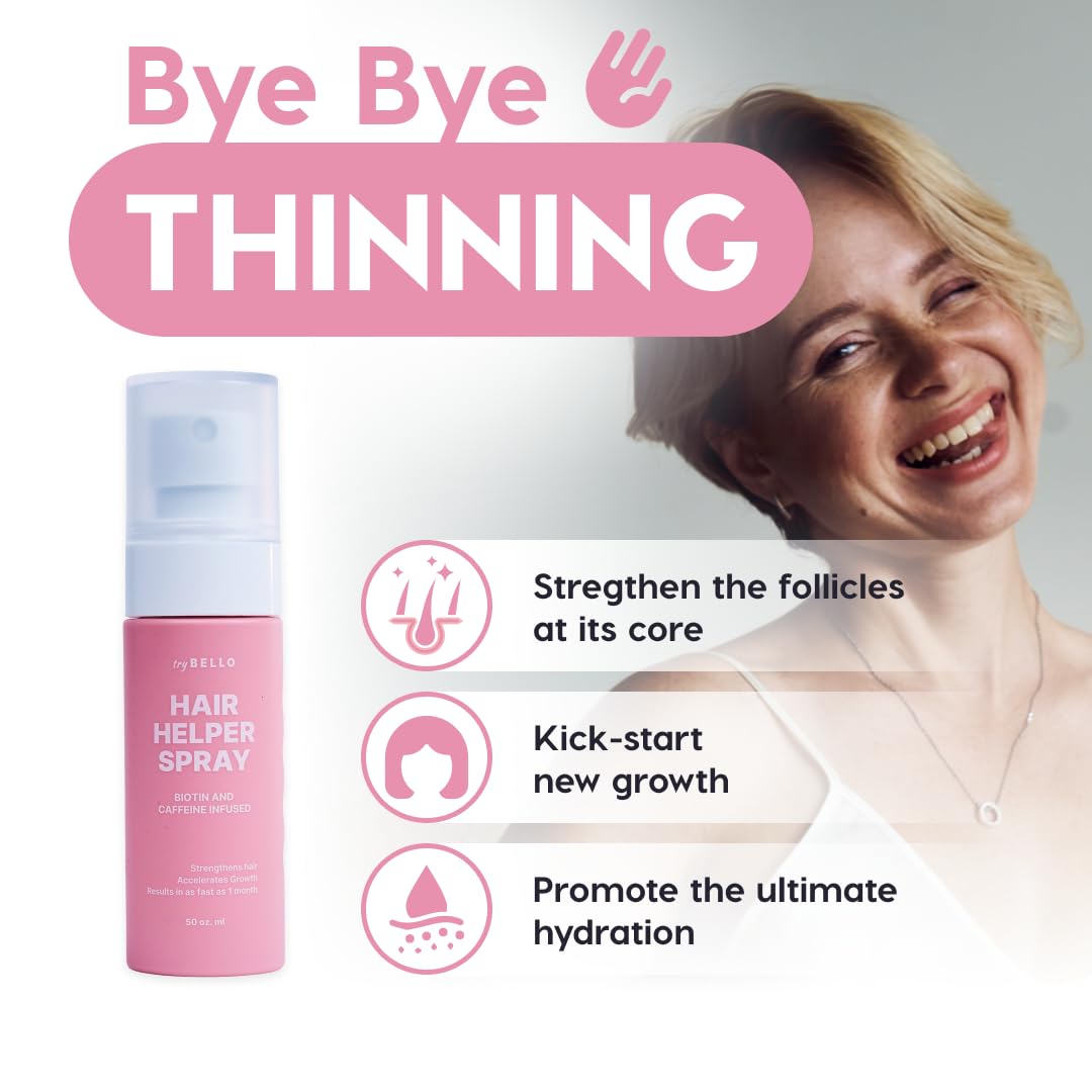 Trybello Hair Helper Spray result depicting fuller-looking, natural shine
