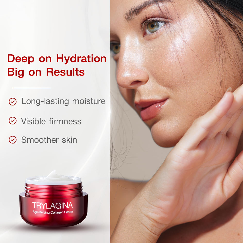 Trylagina 12X cream application with fingertips showing even coverage.