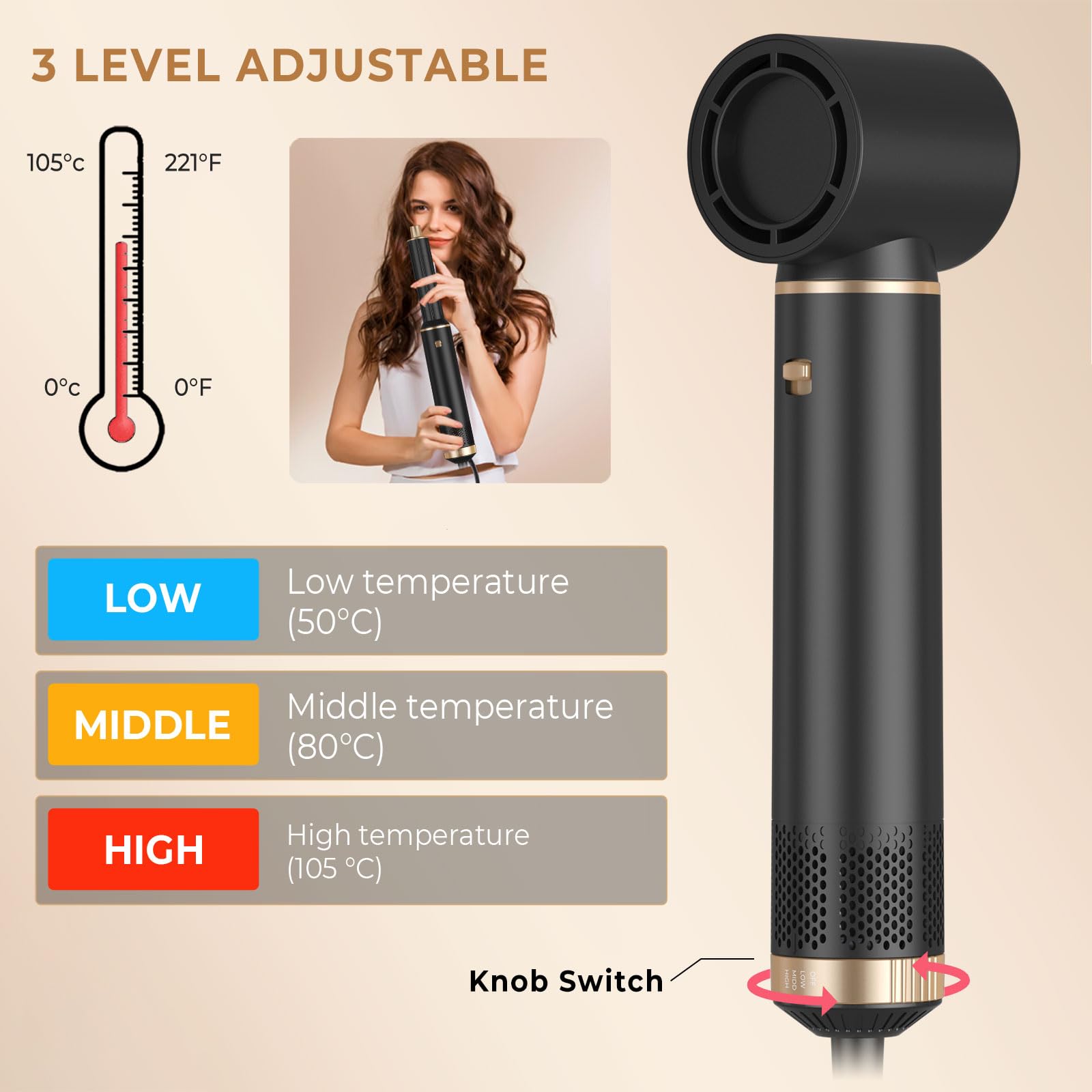 TryLater air curler barrel with 360-degree wrap for smooth curls.