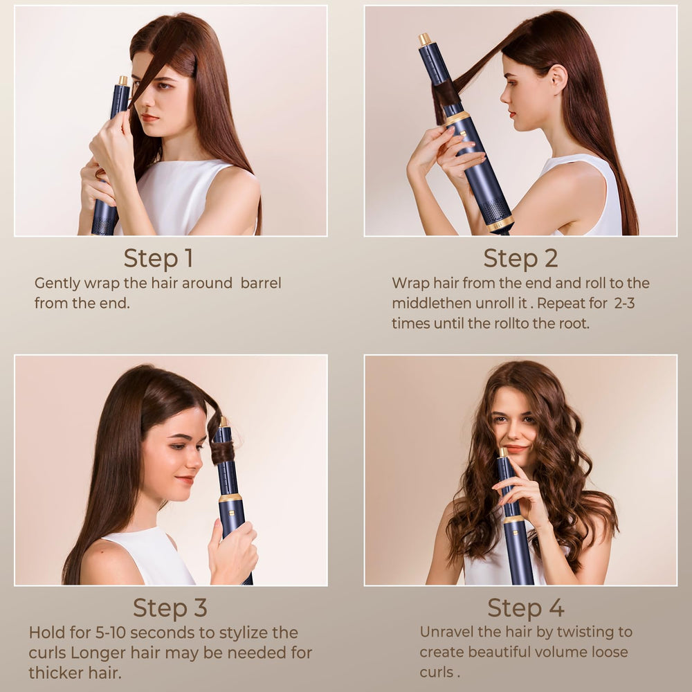 Trylater detachable air curler enables travel-ready styling on the go.