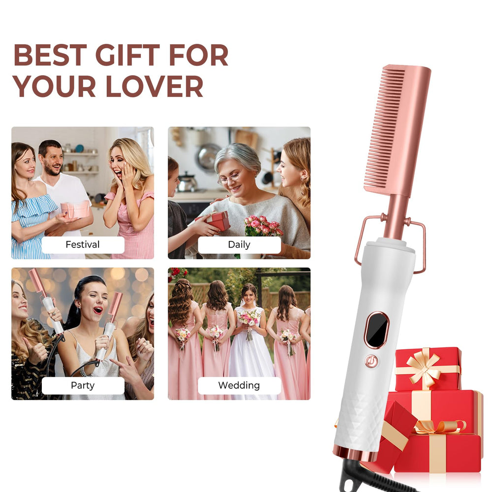 Trylater double-voltage hot comb 110-240V for worldwide travel.