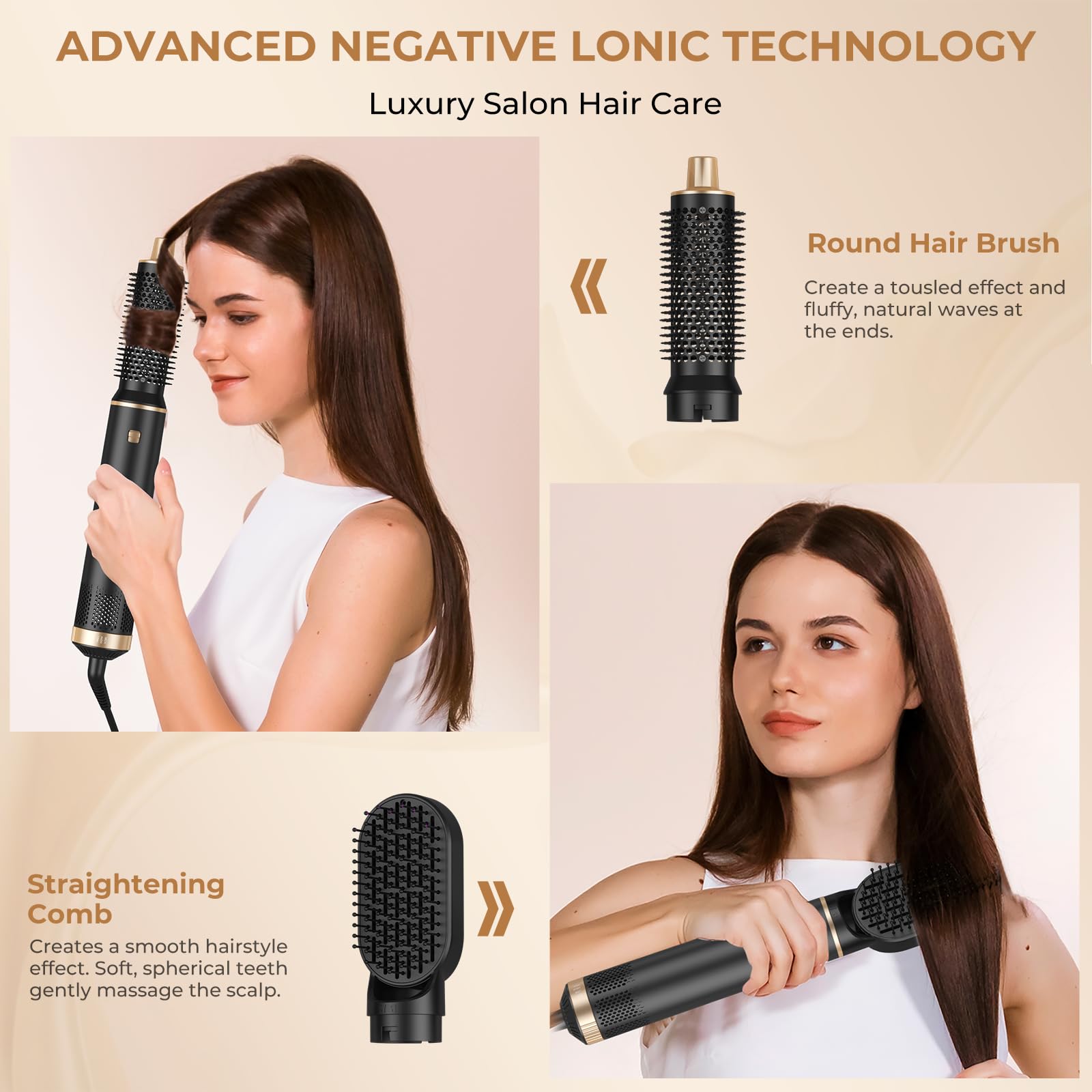 TryLater rotating air curler barrel for clockwise and counterclockwise curls.