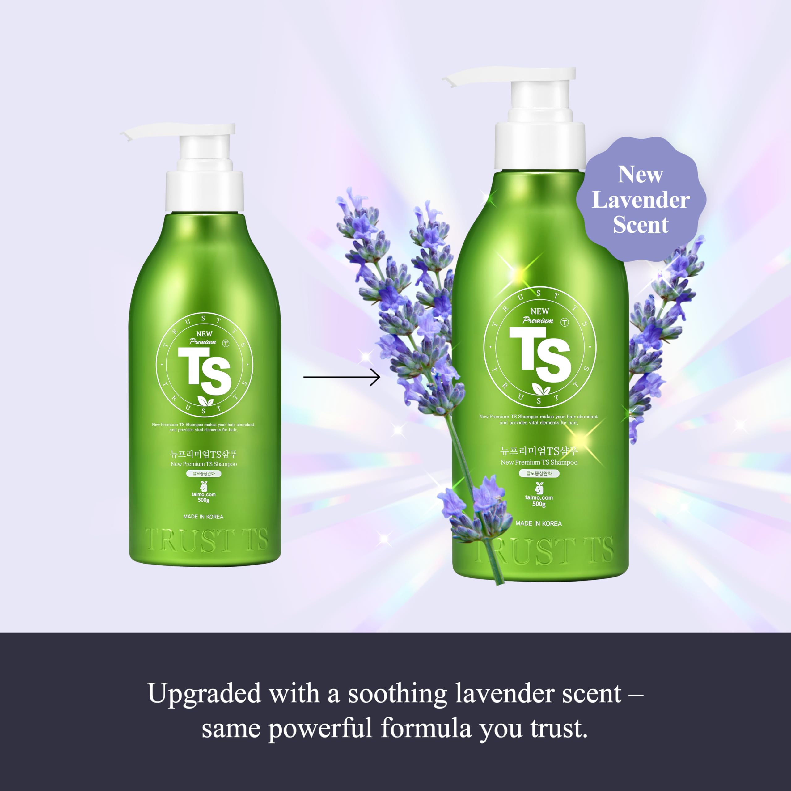 TS New Premium Shampoo label close-up featuring biotin and niacinamide.