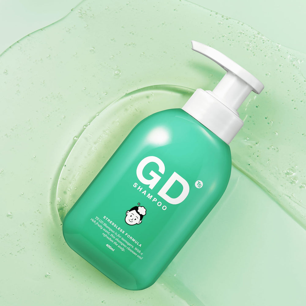 TS SHAMPOO fruity scent bottle, pleasant daily refresh for teens.