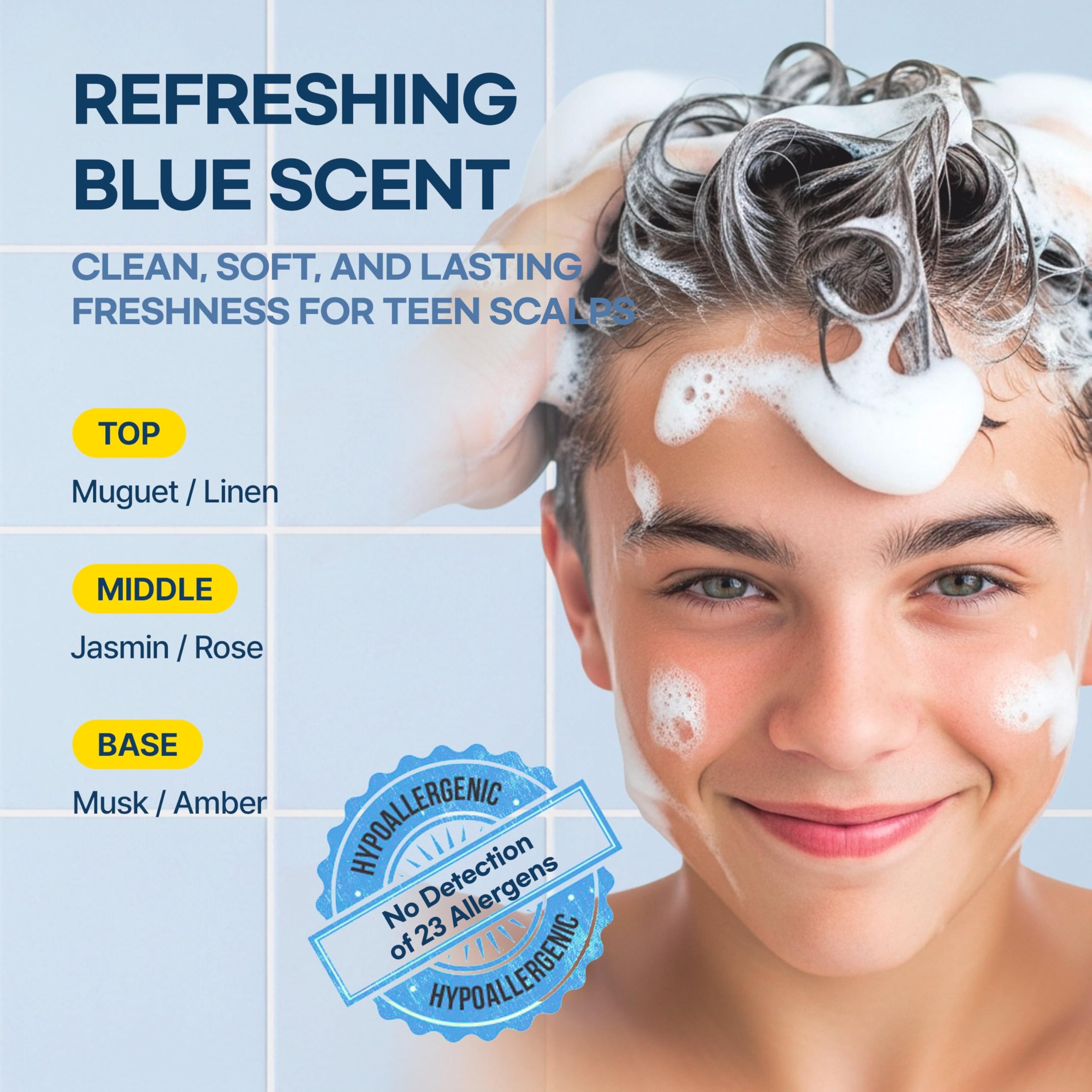 TS SHAMPOO korean-hair-care bottle blue brings teen-friendly, dermatologist-tested protection.