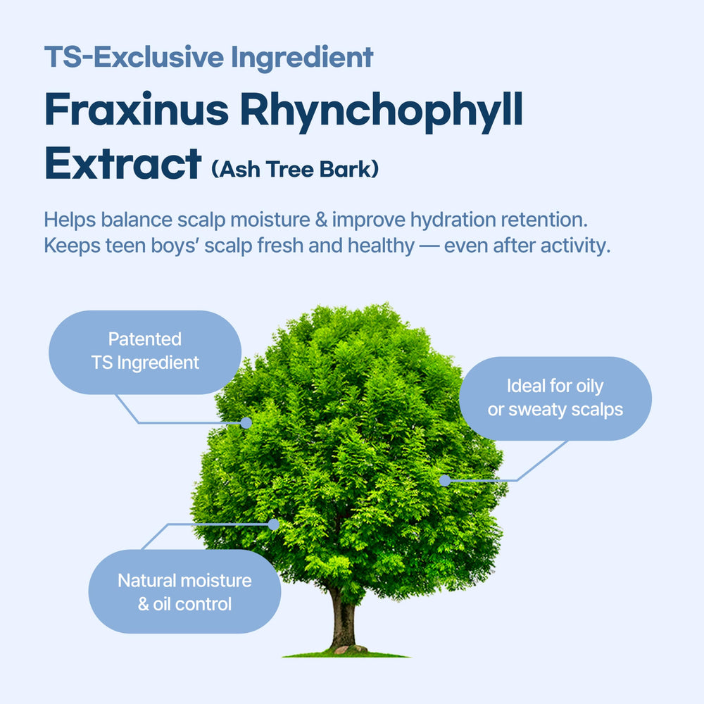 TS SHAMPOO silicone-free bottle blue cleanses without harsh ingredients.