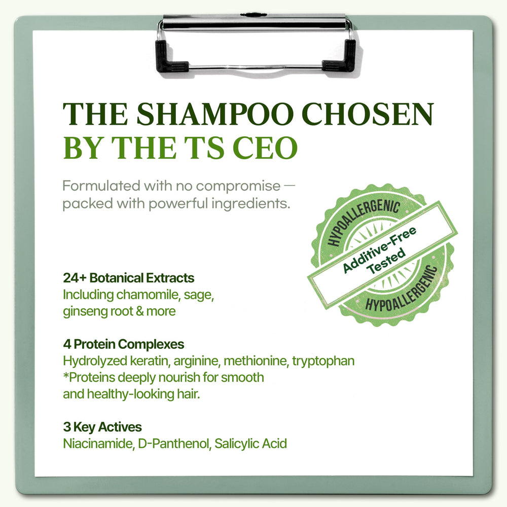 TS SHAMPOO soft, healthy-looking hair after wash.