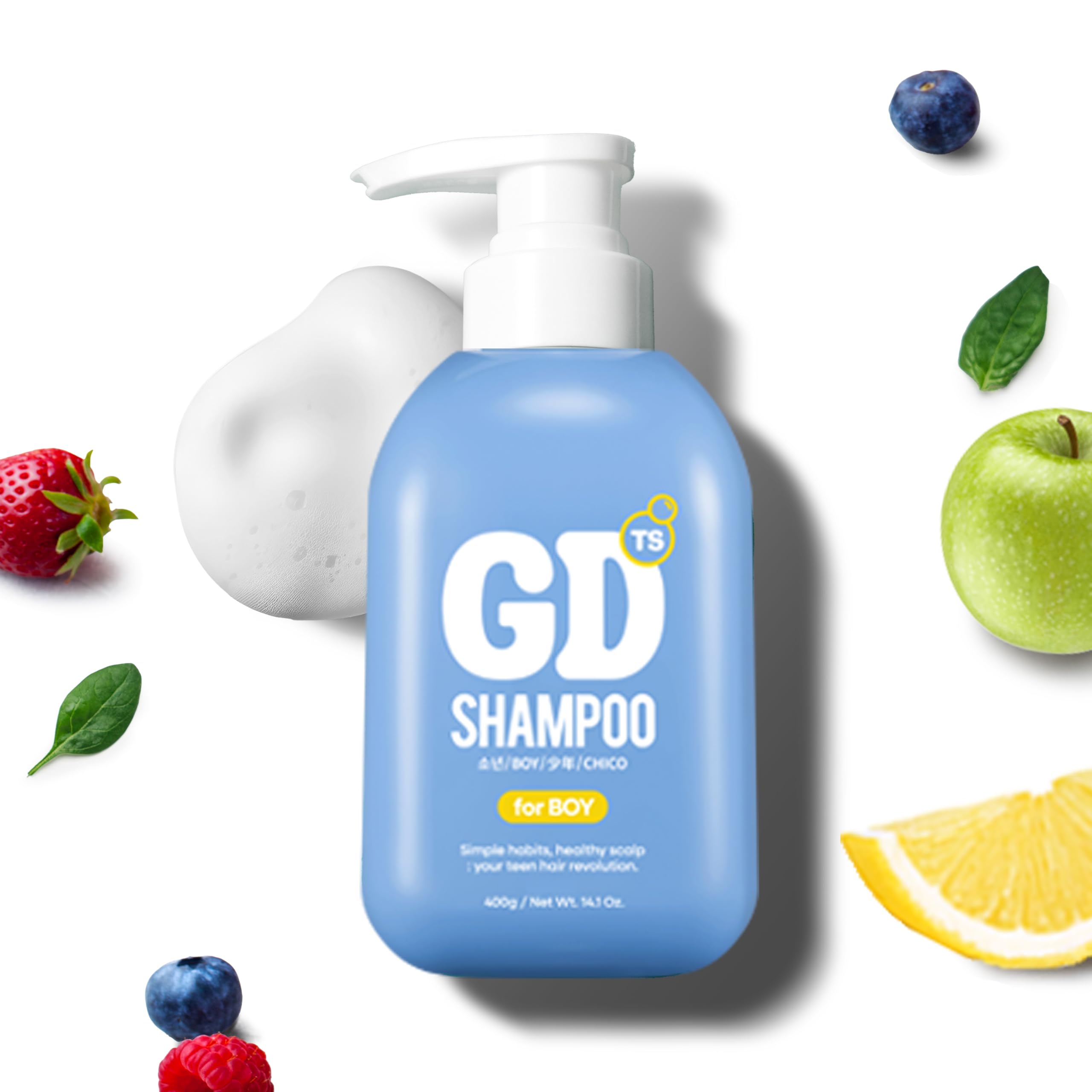 TS SHAMPOO teen-flake-prone bottle blue for gentle scalp care.
