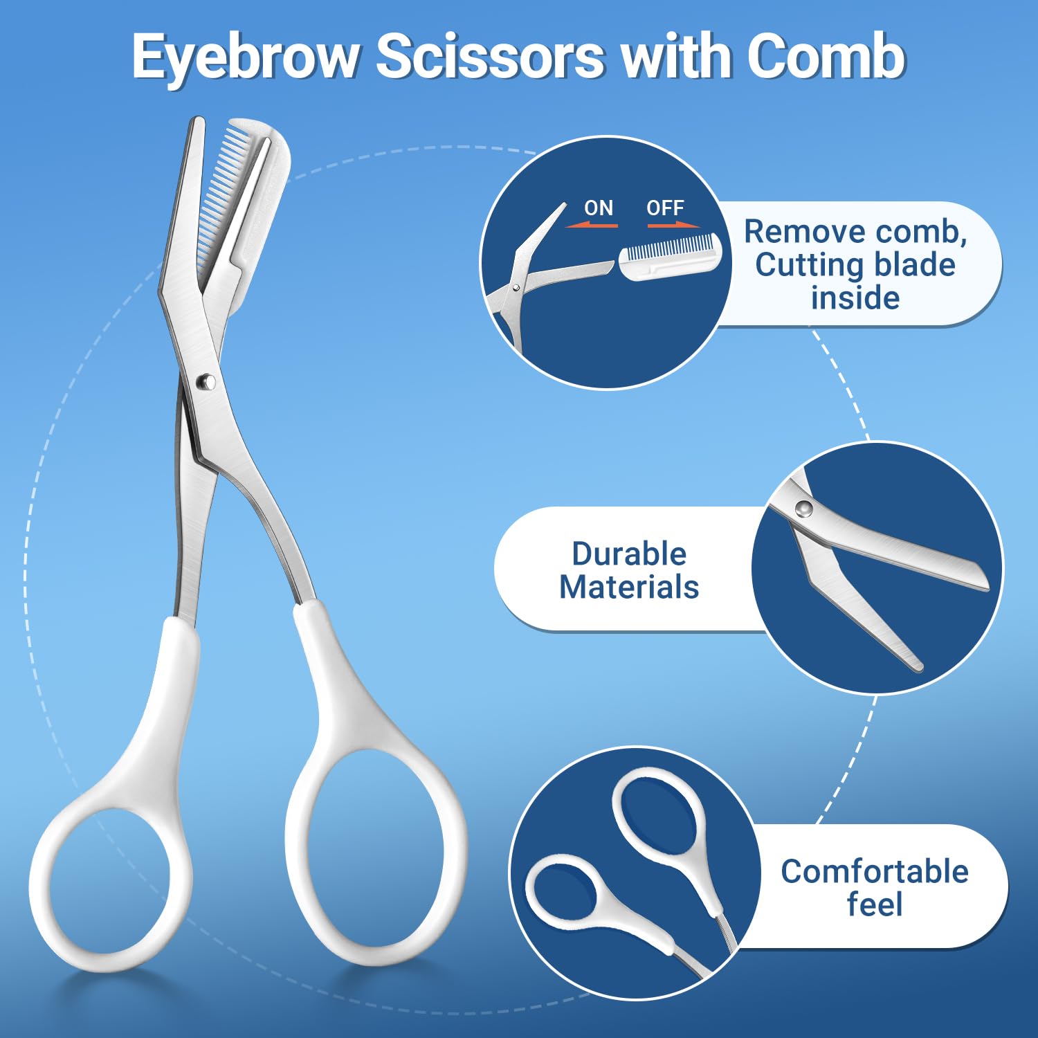 TsMADDTs eyebrow scissors provide safe, precise trimming
