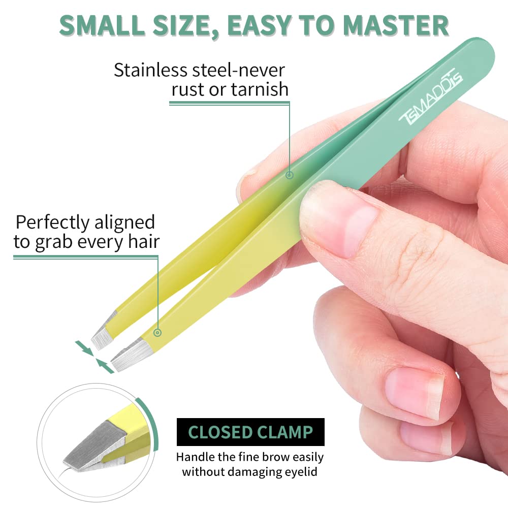 TsMADDTs eyebrow tweezers flat tip for clean hair pickup