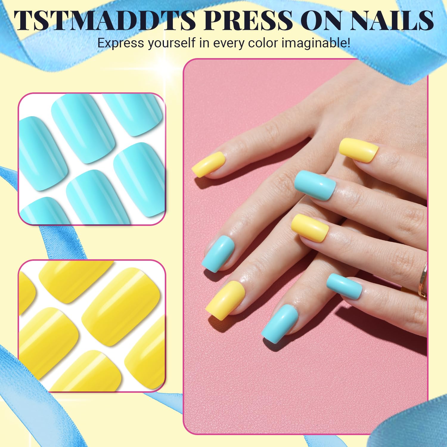 TsMADDTs adhesive nail tabs for easy, clean removal.