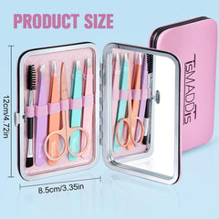TsMADDTs precision eyebrow tweezers for secure hair grasp.