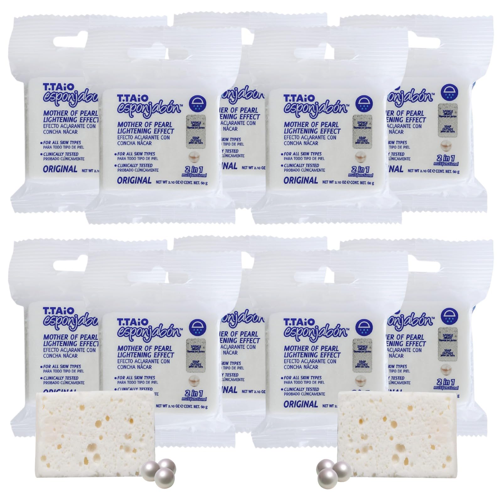 TTaio Esponjabon mini travel sponges in a 10-pack for on-the-go cleansing