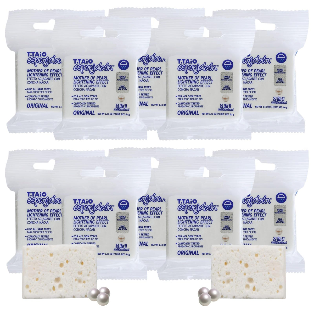 TTaio Esponjabon mini travel sponges in a 10-pack for on-the-go cleansing