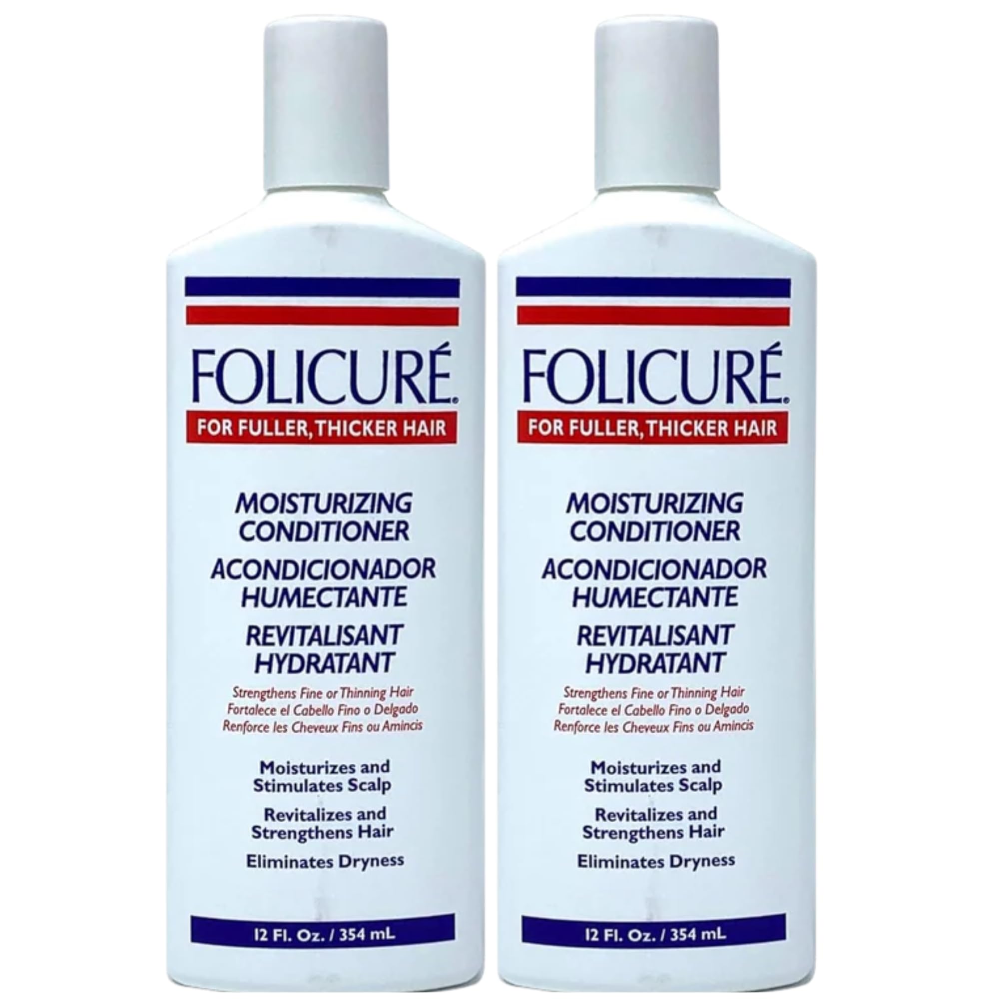 Tu Salud Plus Folicure Conditioner bottle pour demonstrates easy distribution for even conditioning.