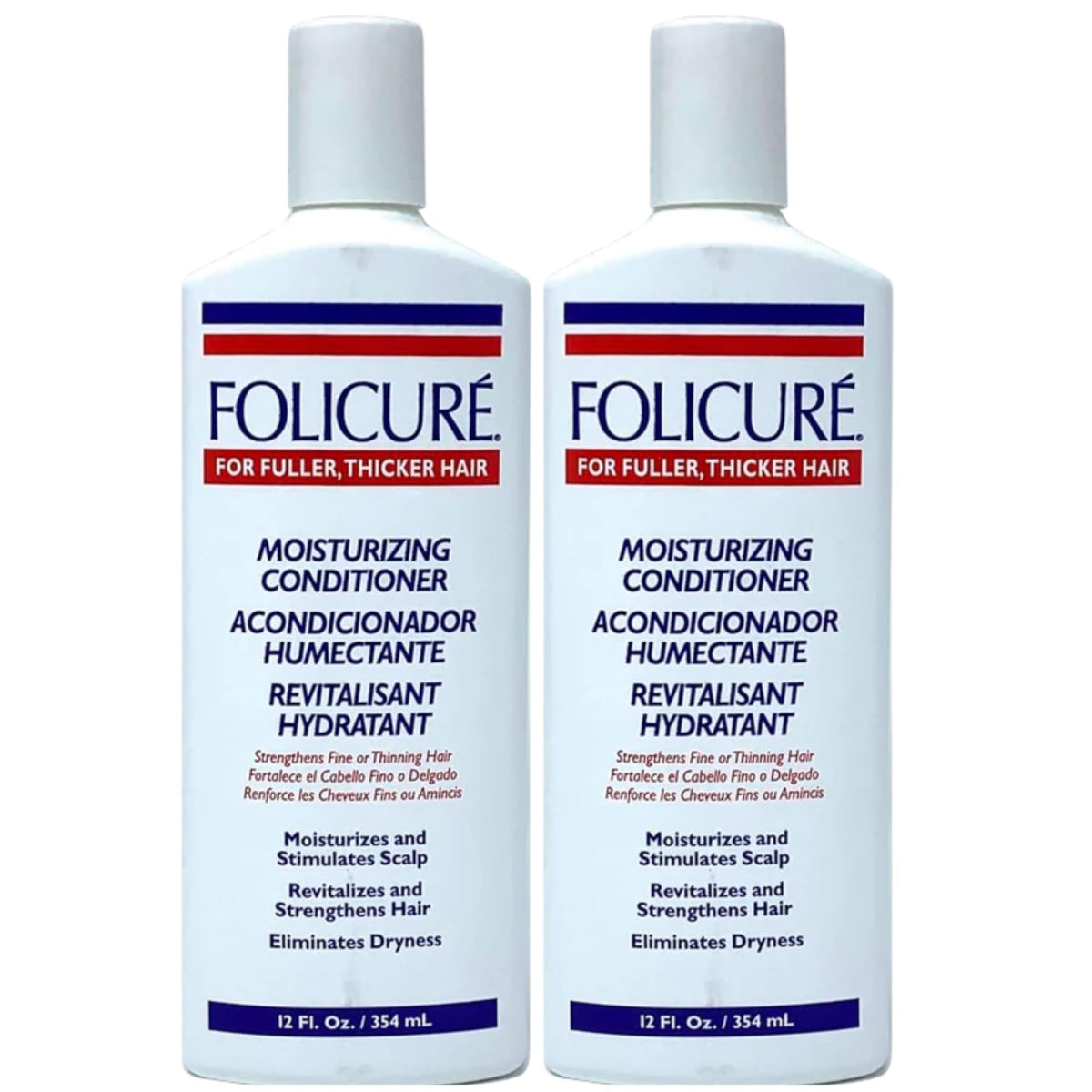 Tu Salud Plus Folicure Conditioner bottle pour demonstrates easy distribution for even conditioning.