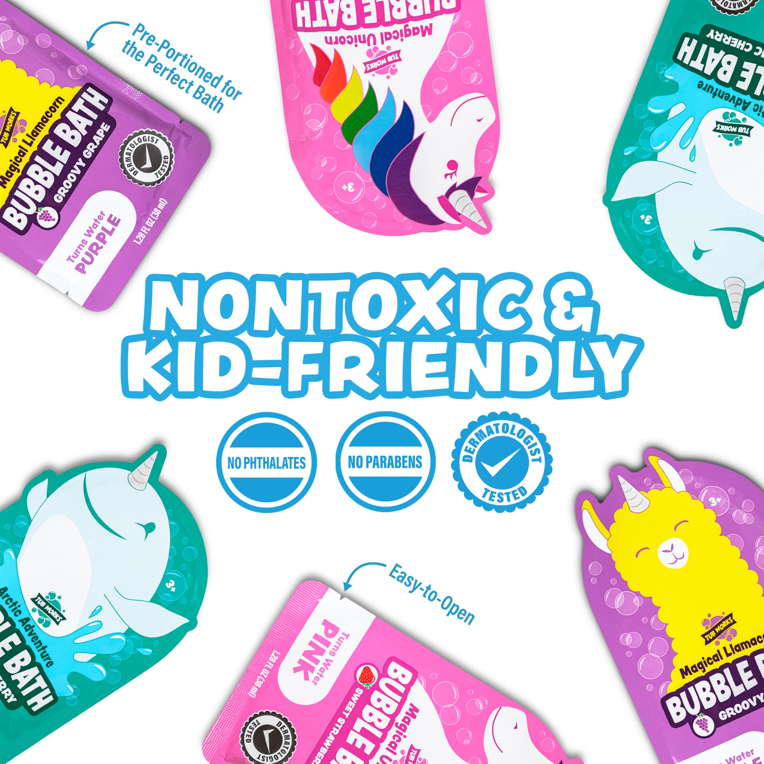Tub Works Arctic Adventure pouch provides teal color and foamy fun during kids’ bath