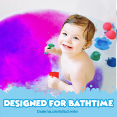 Tub Works Bath Color Fizzies dissolving in water demonstrating safe, stain-free color changes.