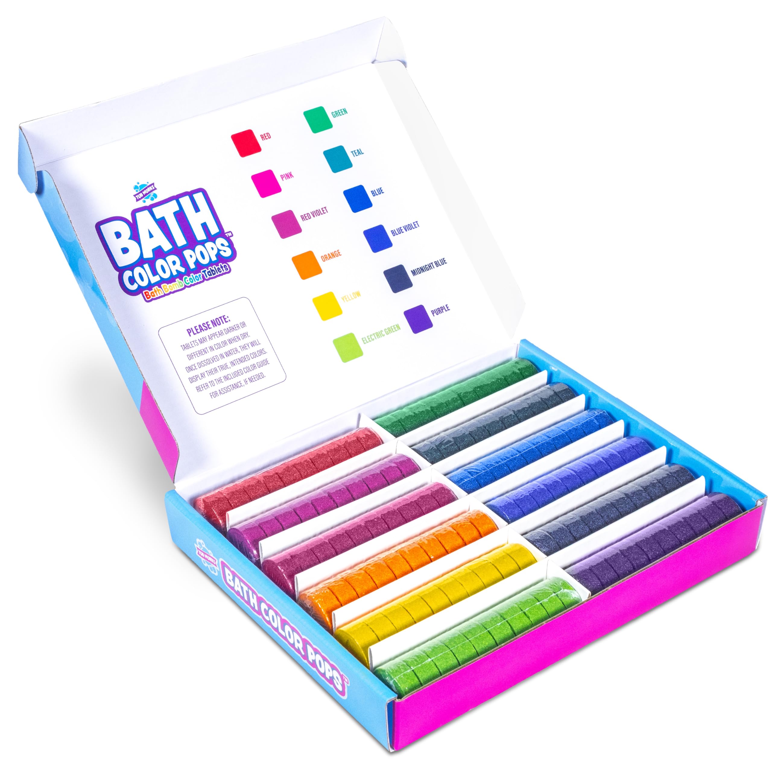 Tub Works Bath Color Pops suitable for ages 3+ with bubble bath pairings