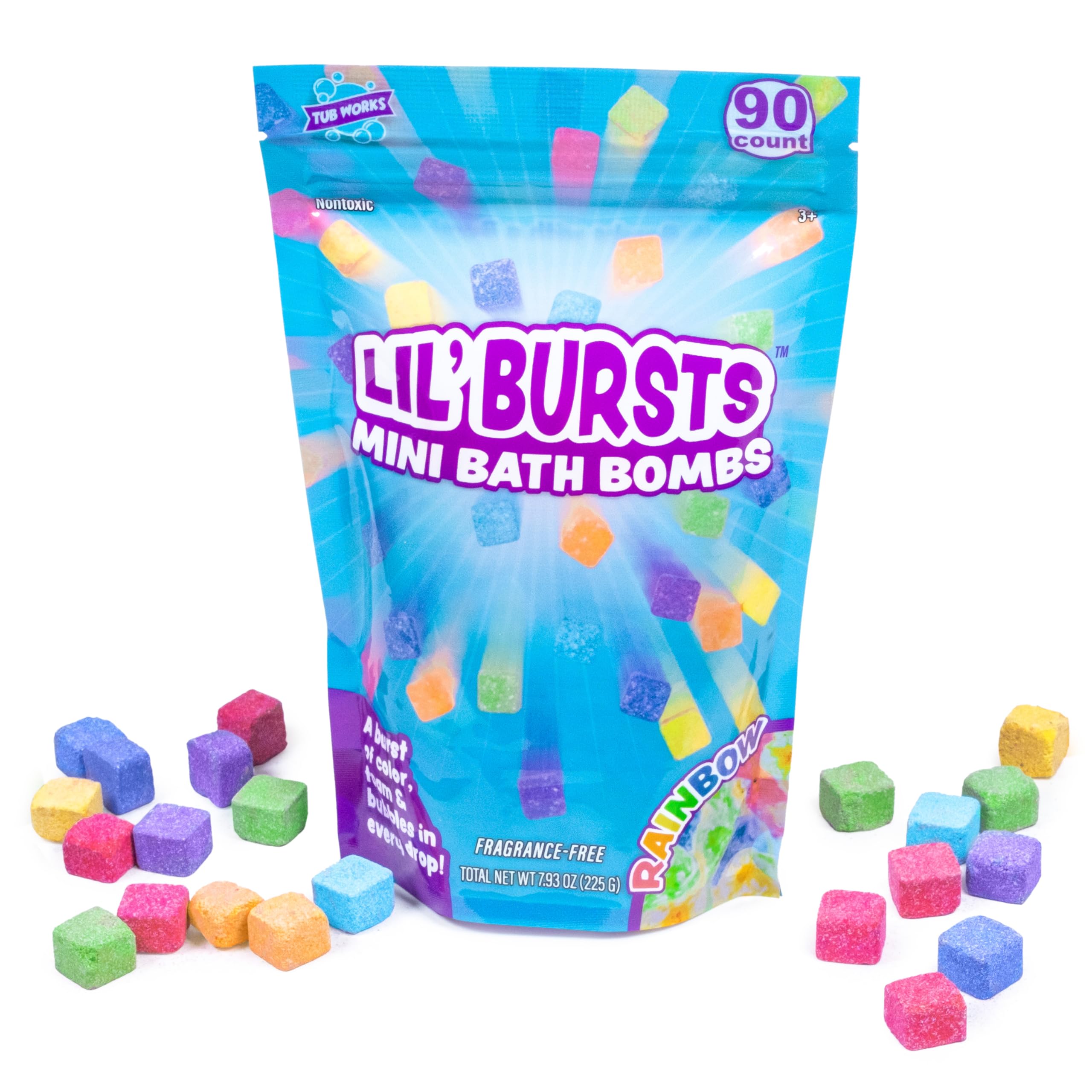 Lil' Bursts foam and bubbles rise in the bath for playful fun.