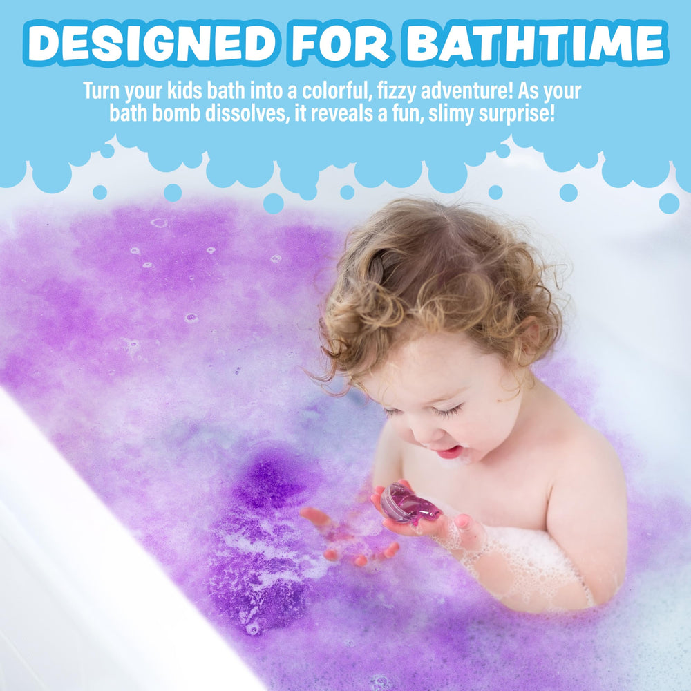 Tub Works surprise-inside bath bomb reveals gooey slime soap after fizz.