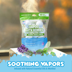 Tub Works Vapor Bath Bombs dye-free formula, dermatologist tested
