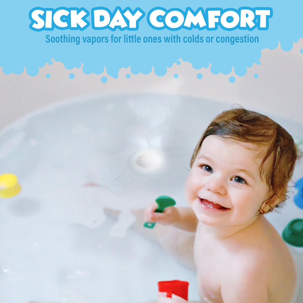 Tub Works Vapor Bath Bombs fizzing in tub for playful, calming bath time