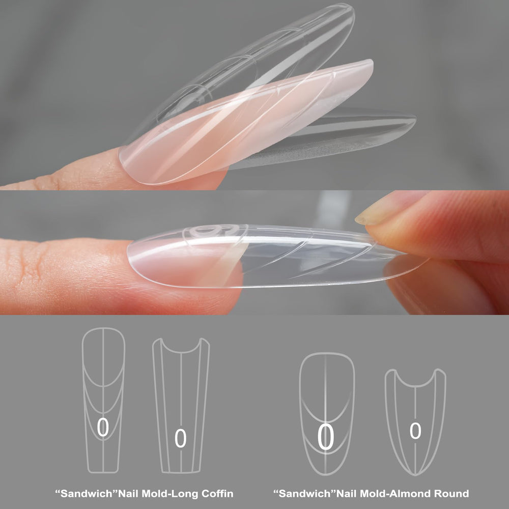 Almond-round shape guide helps create natural-looking extensions.