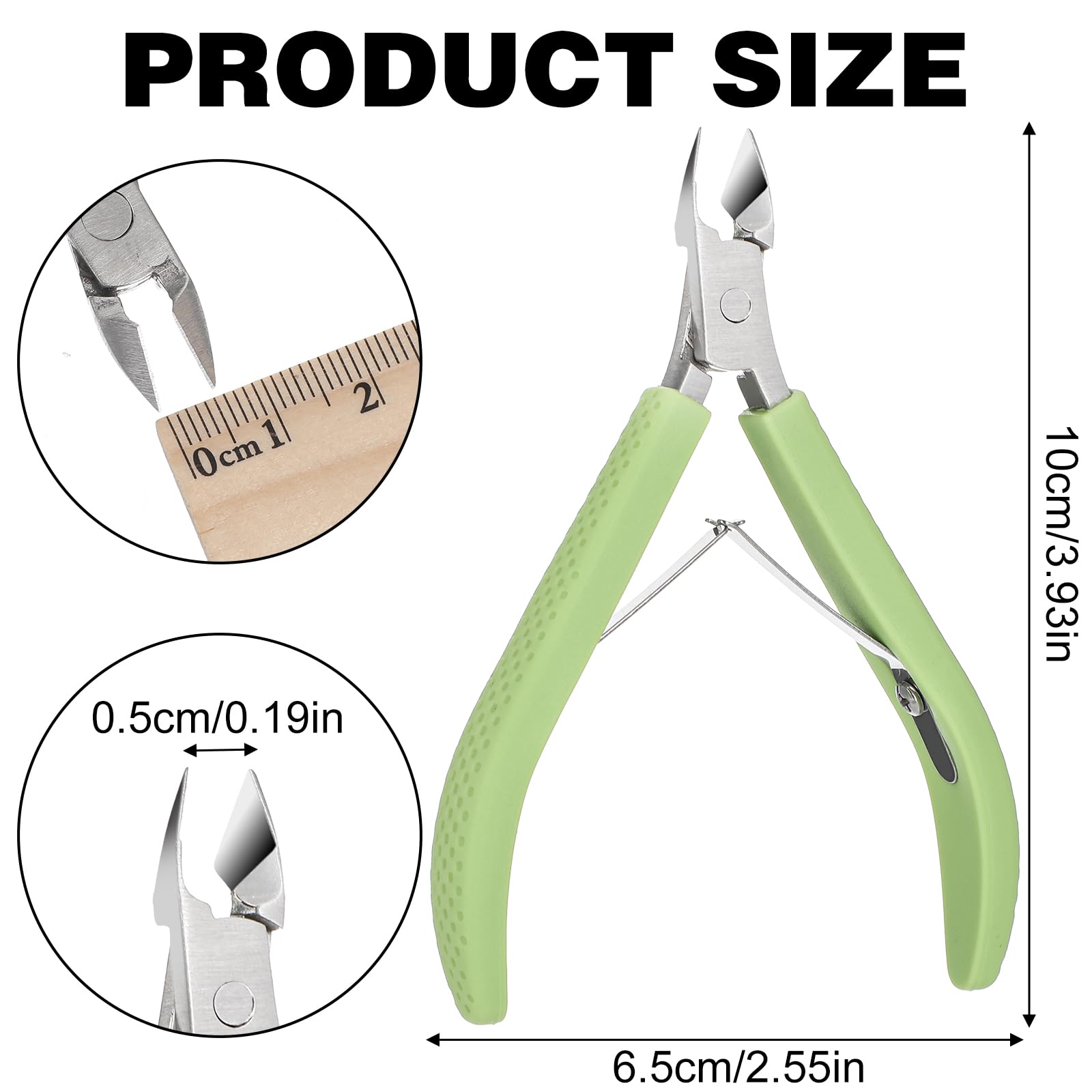 Tucnoeu cuticle trimmer showing non-slip handle for controlled grooming.