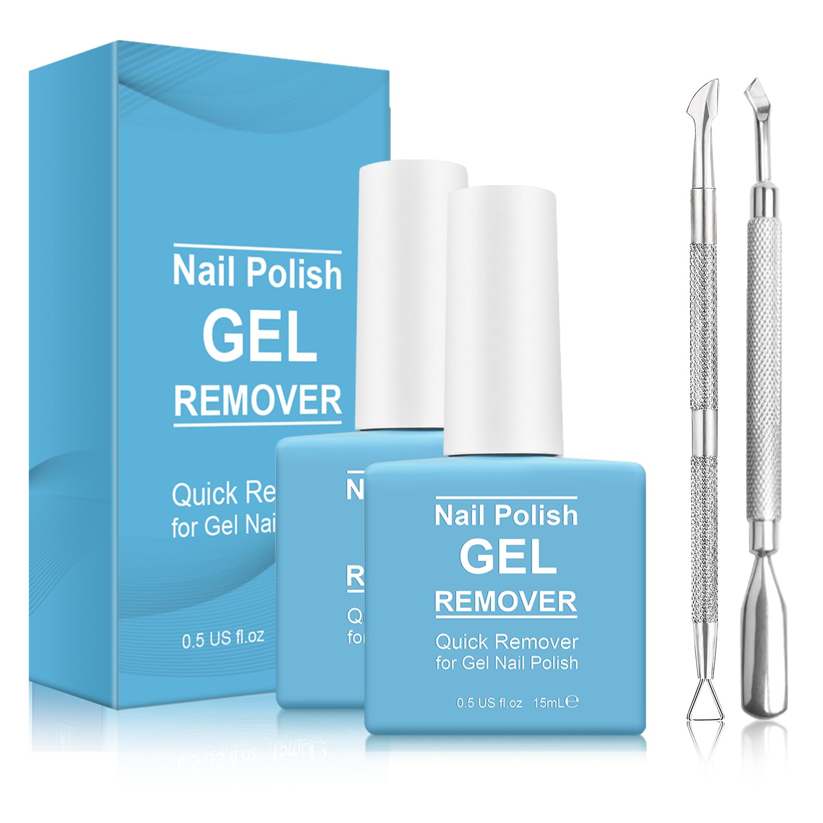 Tudiqe 2-pack gel nail polish remover bottle shown for quick removal