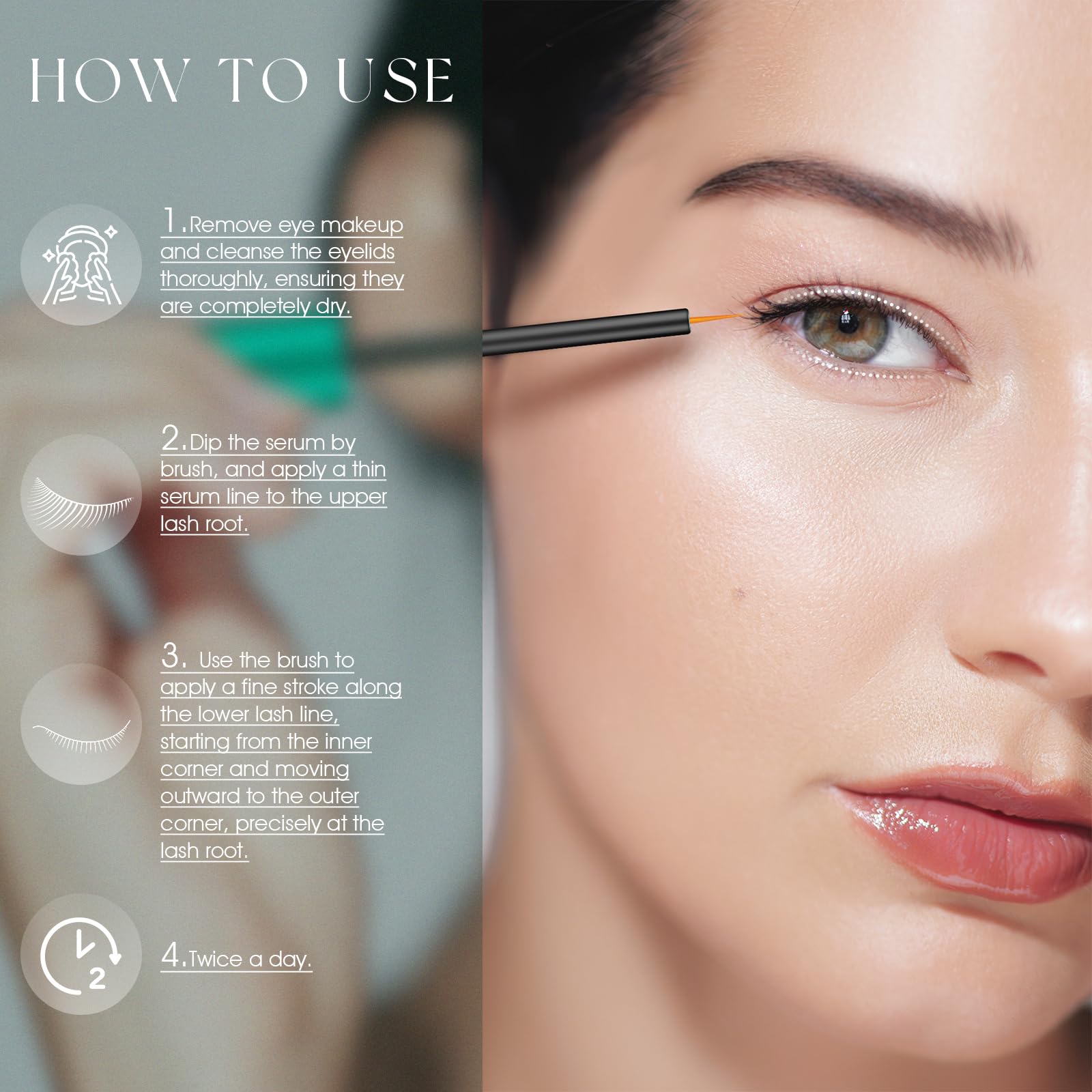 TUDPA Eyelash Serum featuring aloe vera and calendula for soothing care