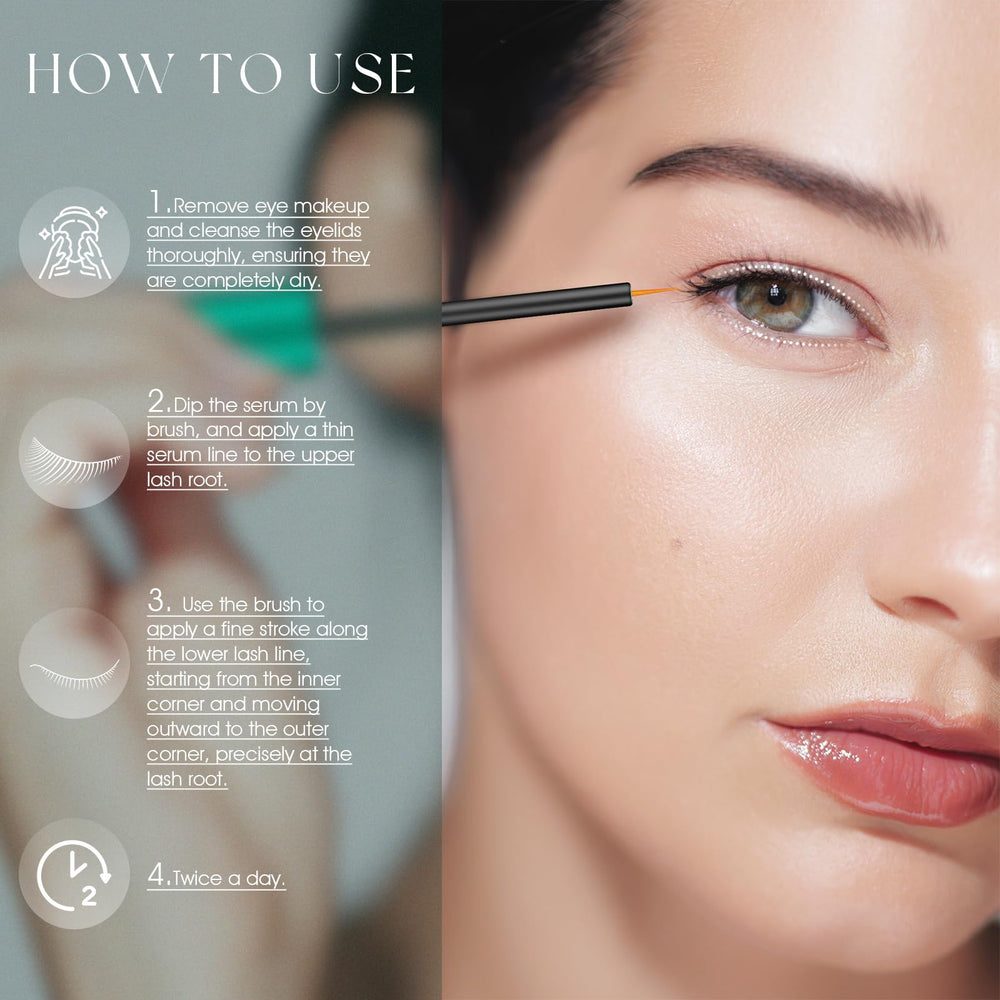 TUDPA Eyelash Serum featuring aloe vera and calendula for soothing care