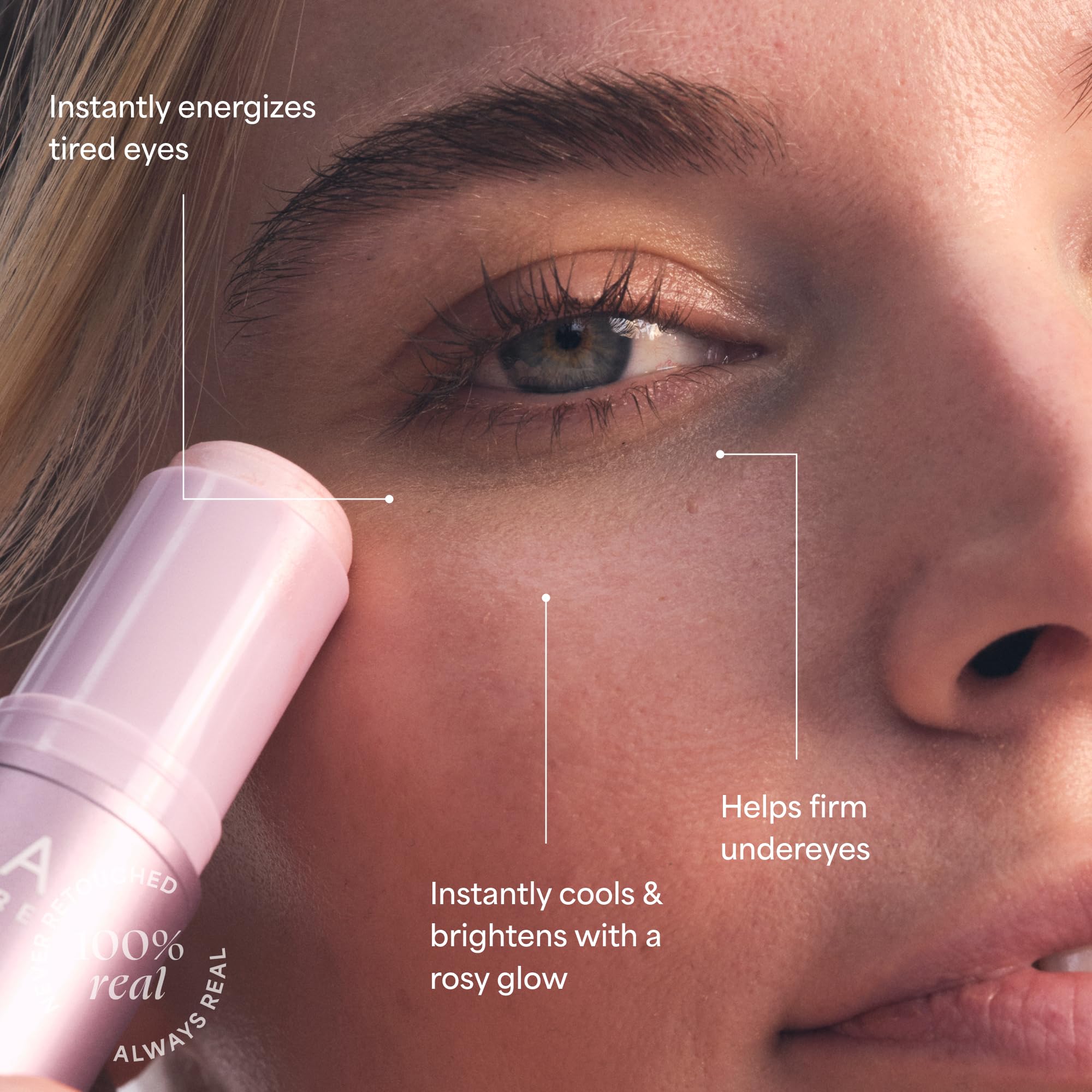 TULA Eye Balm cooling action under the eye.