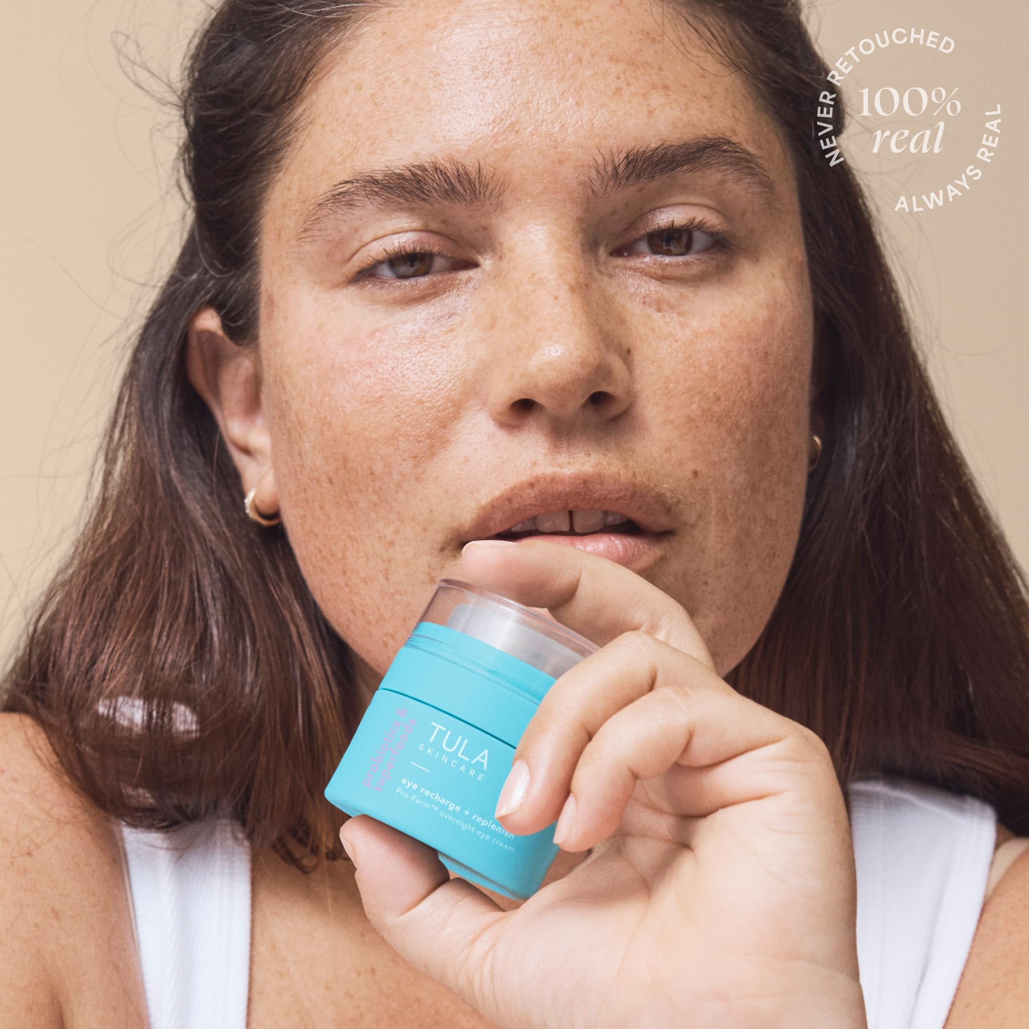 TULA Eye Recharge night routine conveys pillowy, replenishing feel.