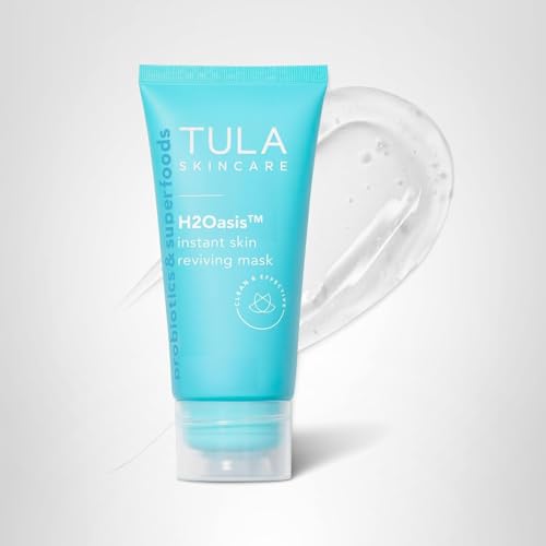 TULA H2Oasis mask around bottle showcases clean beauty formula for daily pampering.