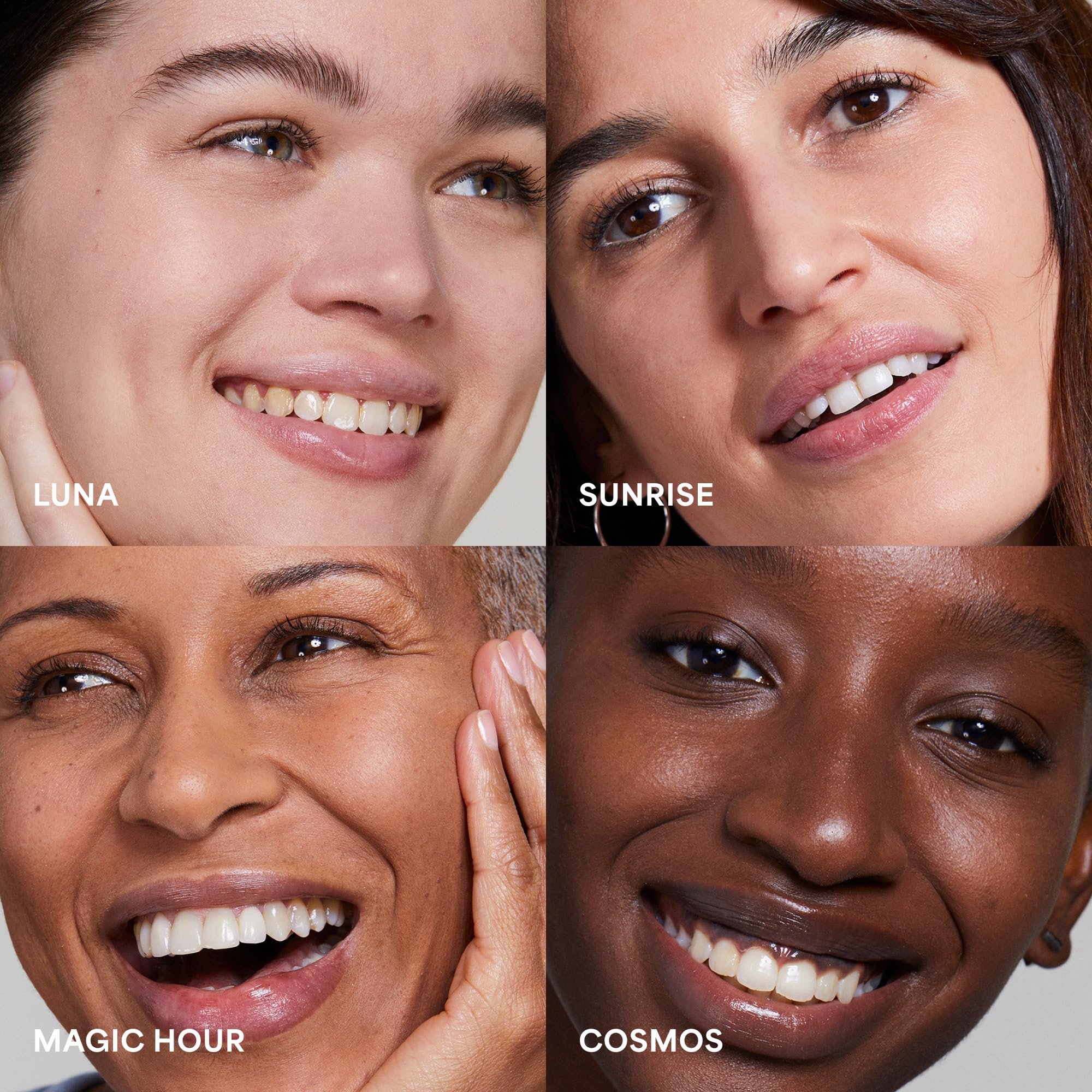 After blending, redness appears softened with Luna primer.