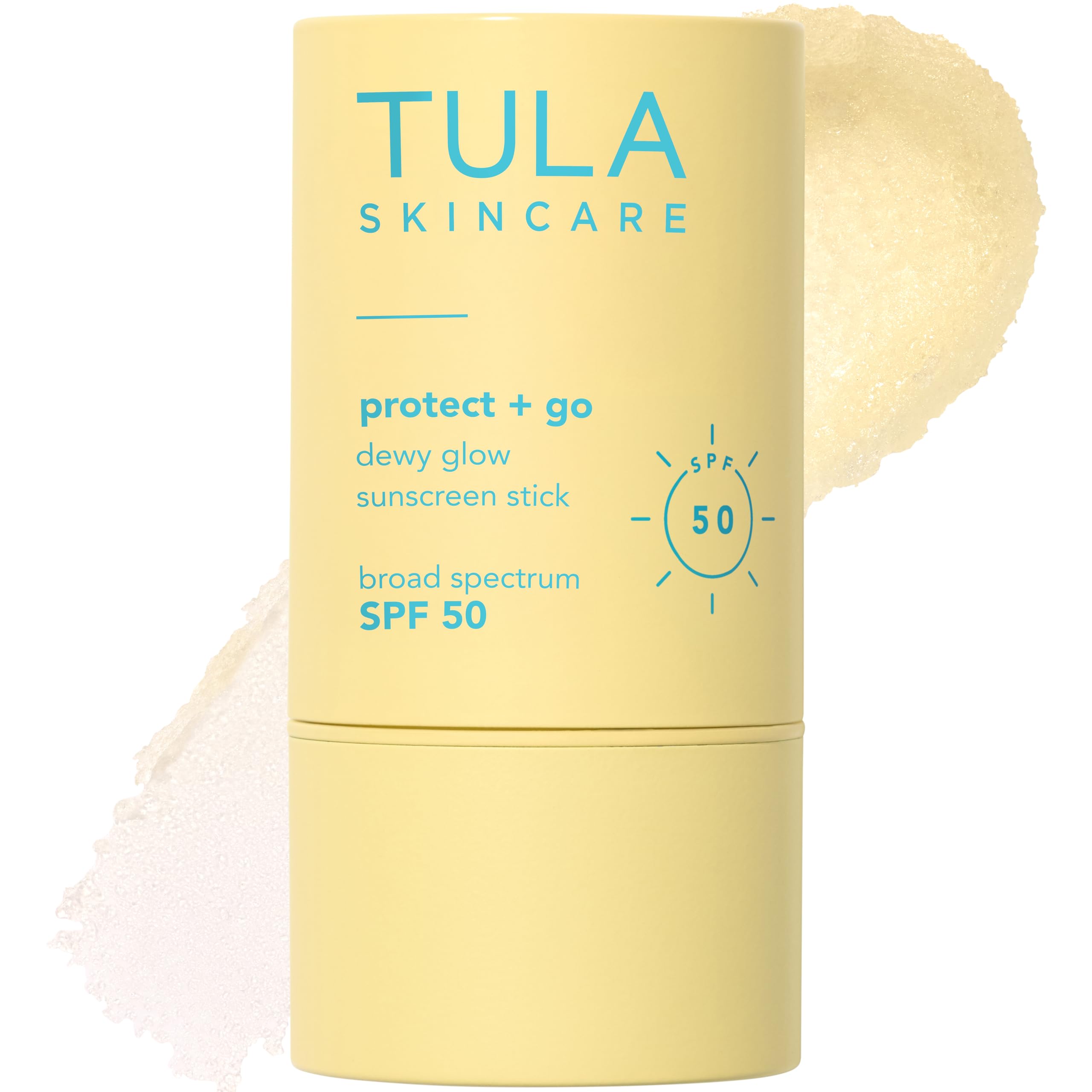 TULA Protect + Glow sunscreen stick bottle showing travel-friendly protection and dewy finish