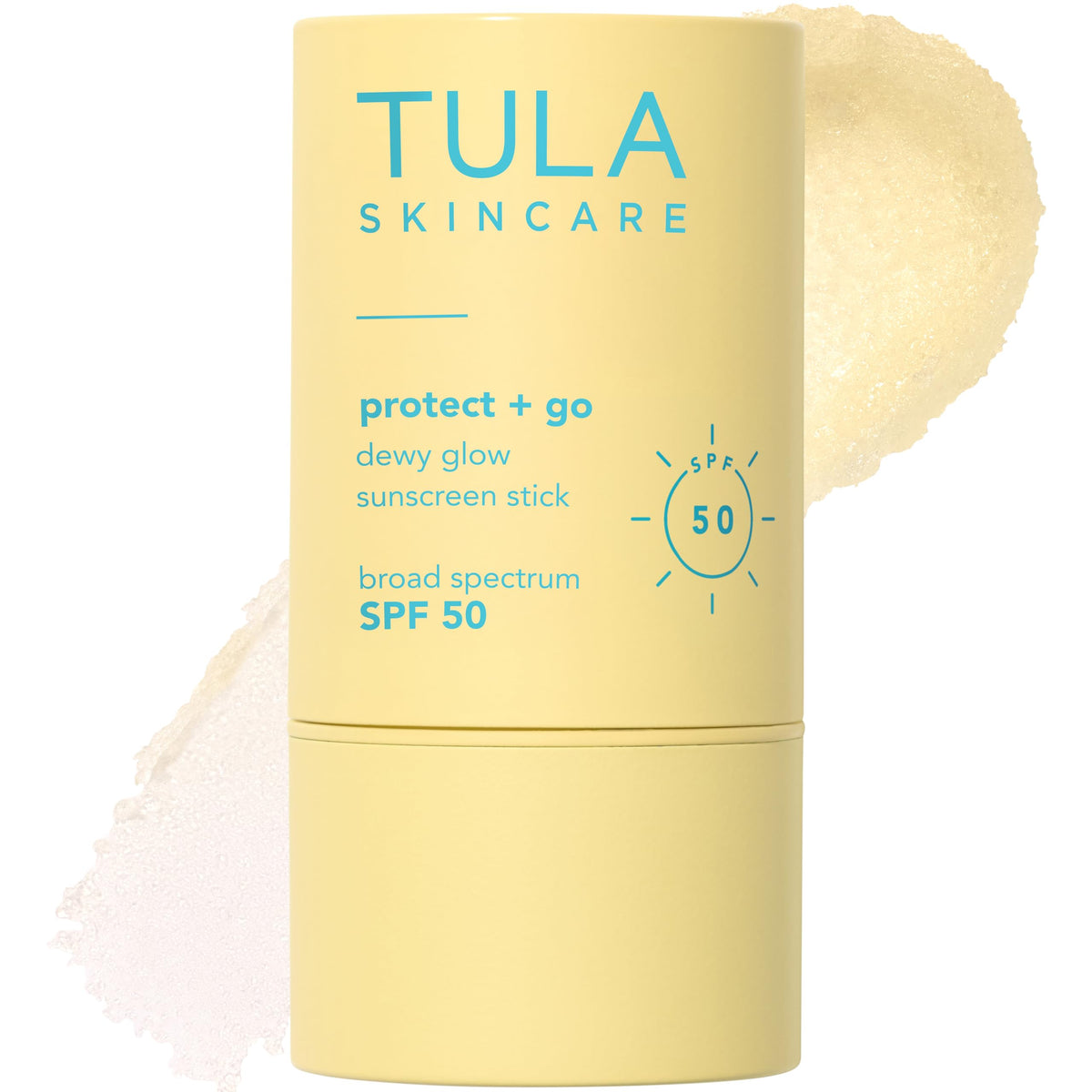 TULA Protect + Glow sunscreen stick bottle showing travel-friendly protection and dewy finish