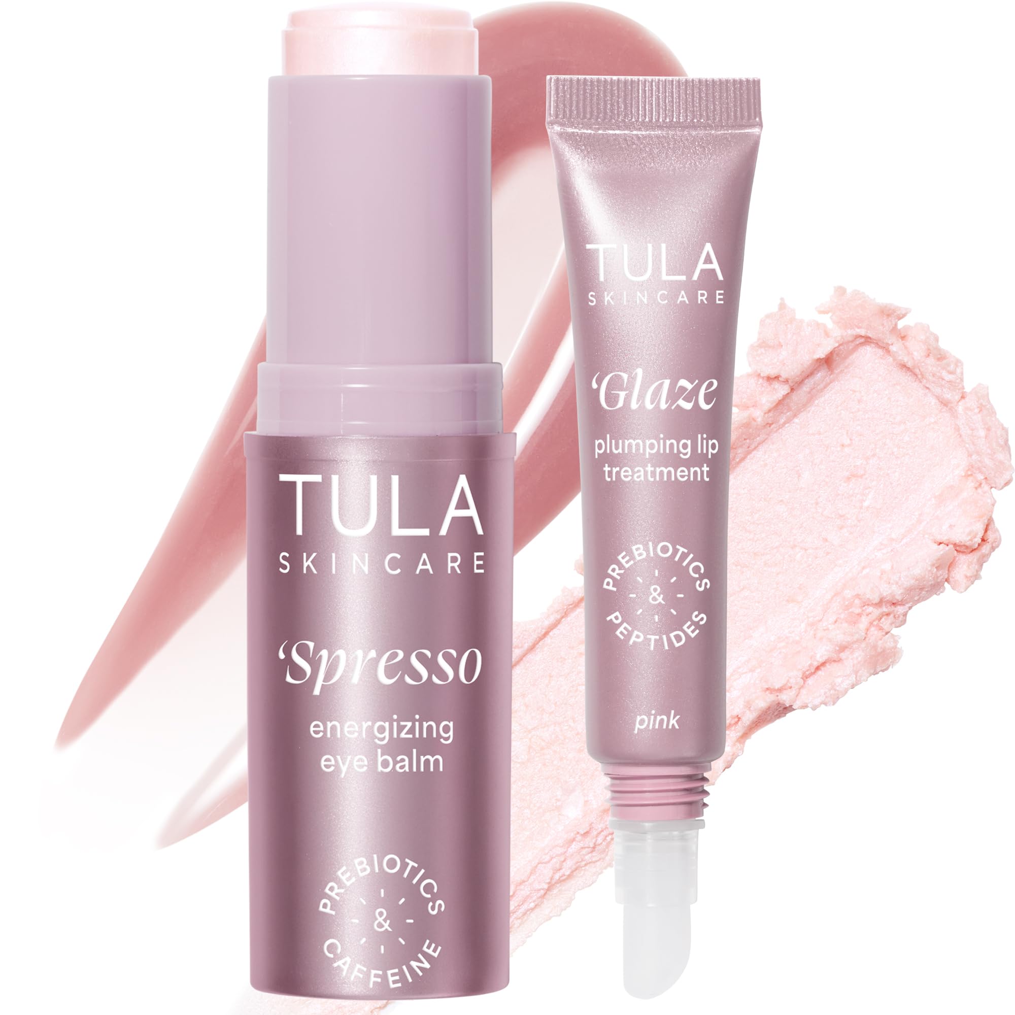 TULA Rose Glow Eye Balm jar closeup for refreshed under-eye radiance.