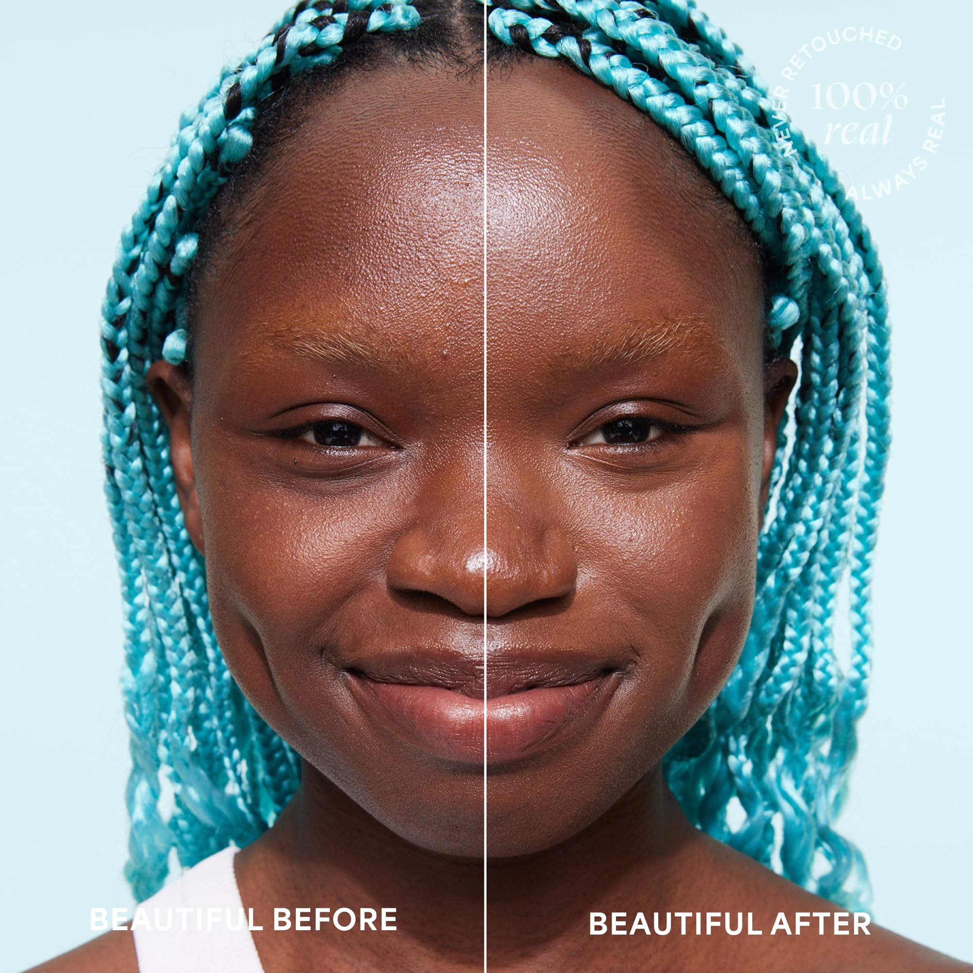 Close-up serum swirl highlights texture for breathable, buildable coverage.