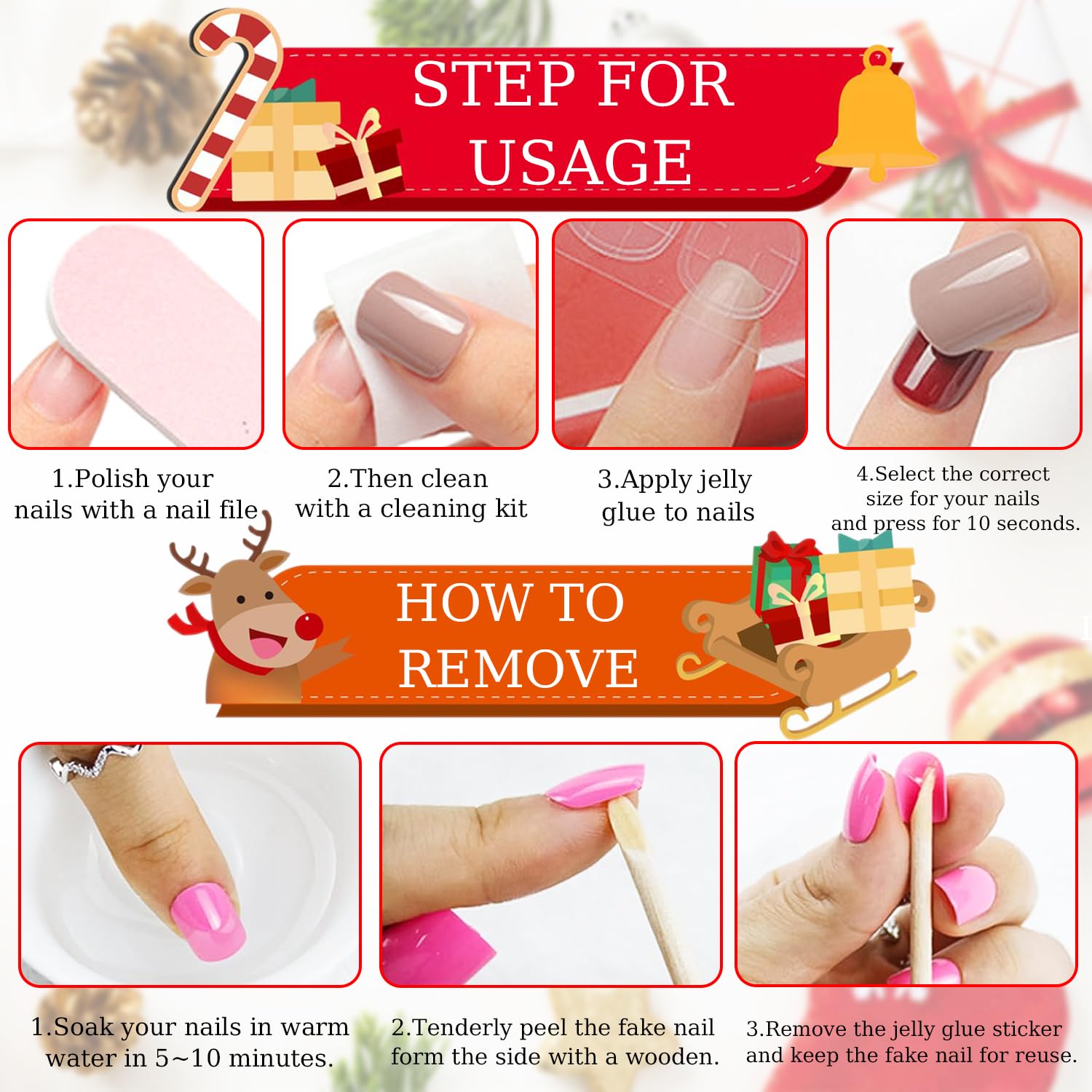 TULOBI ABS material press-on nails offer durable, non-toxic wear.