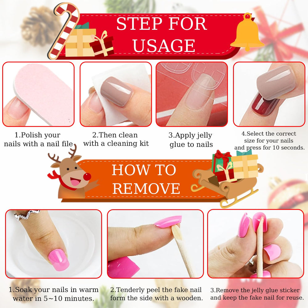 TULOBI ABS material press-on nails offer durable, non-toxic wear.