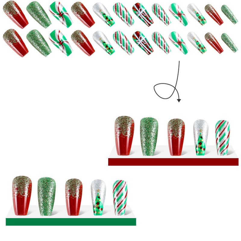 TULOBI coffin medium press-on nails for a chic holiday look.