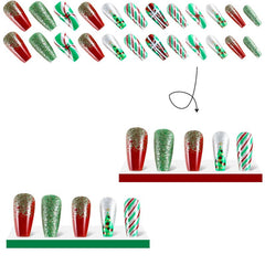 TULOBI coffin medium press-on nails for a chic holiday look.